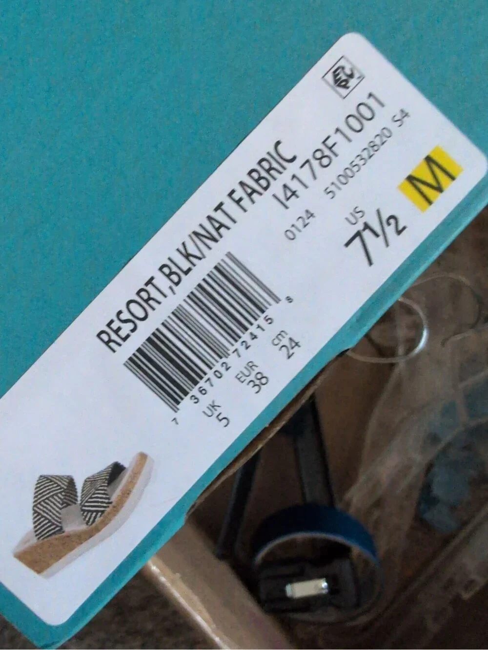 Bzees Women's Wedge Sandals Cork Platform & Black White Striped Straps 7.5 NIB